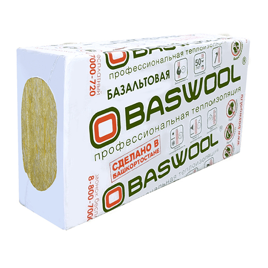 Минеральная вата Baswool (Басвул) Лайт 35 (1200х600х50 мм) 6 шт (4,32 м2, 0,216 м3) в упаковке